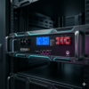 Bateria de lítio LiFePO4 de 51.2V 100Ah da marca Kingbo Power, design industrial para montagem em rack, com portas RJ45 de comunicação CAN e RS485 iluminadas.